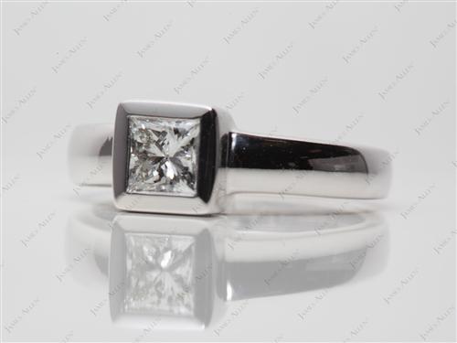 White Gold 0.53 Princess cut Tension Set Engagement Rings
