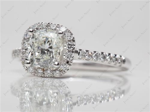 White Gold 1.01 Cushion cut Pave Ring Set