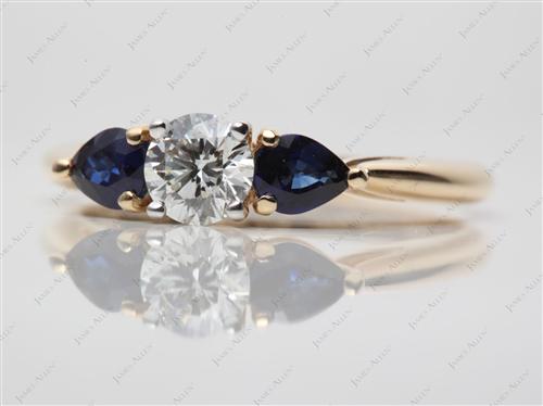 Gold 0.63 Round cut Colored Stone Engagement Rings