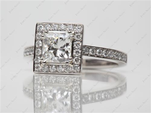 Platinum 1.02 Princess cut Micro Pave Rings