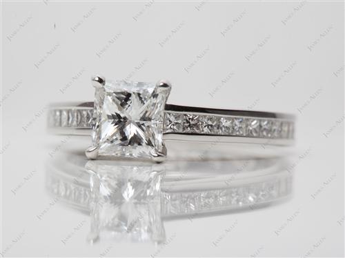 Platinum 1.05 Princess cut Channel Set Engagement Rings