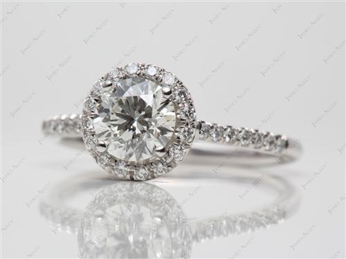 Platinum 1.00 Round cut Pave Ring Setting