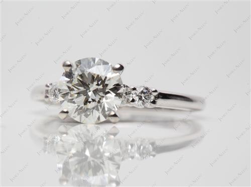 White Gold 1.31 Round cut Princess Cut Engagement Rings With Side Stones