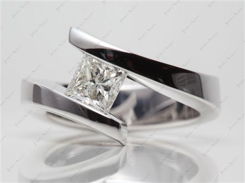 White Gold 1.00 Princess cut Tension Diamond Engagement ring