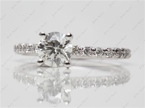 White Gold 0.77 Round cut Pave Setting Rings
