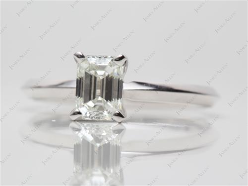 White Gold 0.76 Emerald cut Solitaire Rings