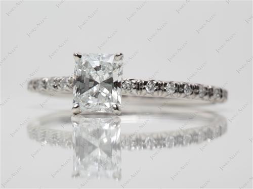 Platinum 0.71 Radiant cut Pave Engagement Ring