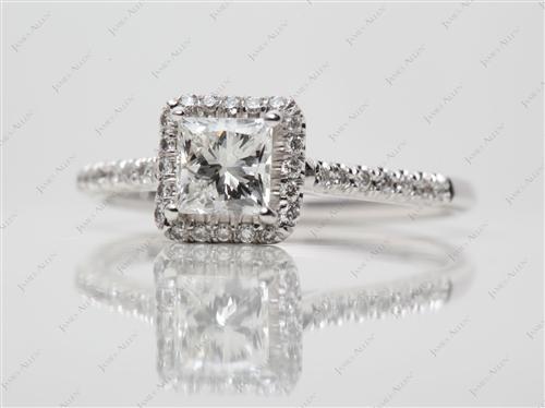 White Gold 0.73 Princess cut Diamond Rings