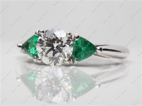 White Gold 1.08 Round cut Colored Stone Rings