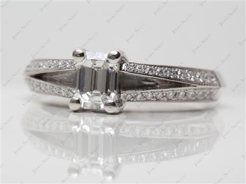 Gold 0.76 Emerald cut Pave Diamond Rings