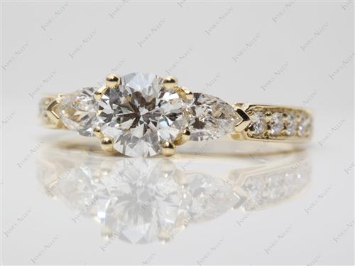 Gold 0.90 Round cut Three Stones Ring
