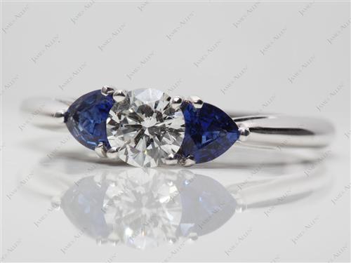 White Gold 0.70 Round cut Diamond Emerald Rings