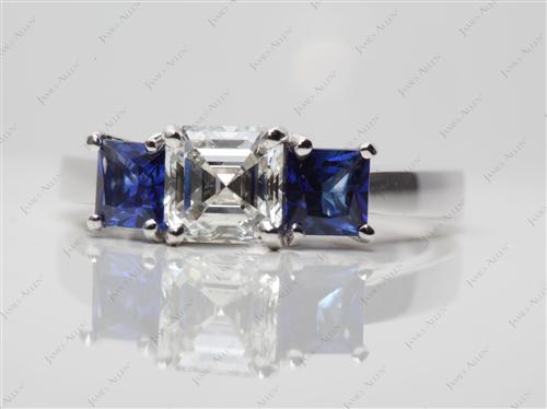 White Gold 1.01 Asscher cut Colored Gemstone Rings