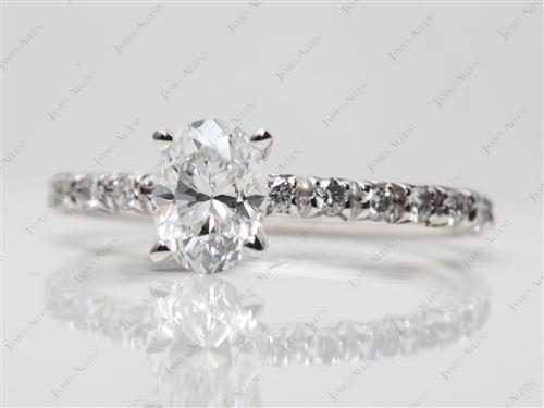 White Gold 0.80 Oval cut Pave Diamond Rings