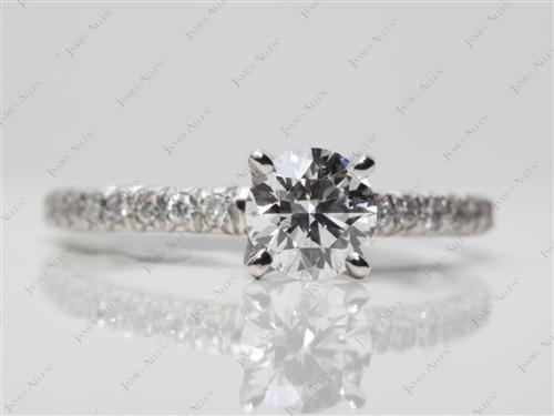 Platinum 0.60 Round cut Pave Engagement Ring