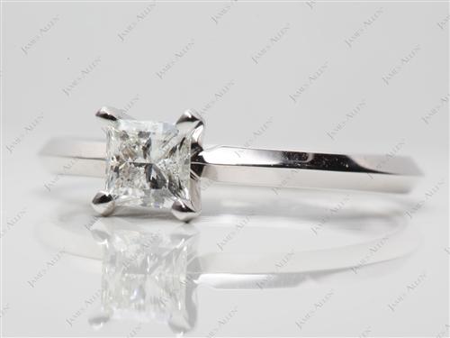 White Gold 0.52 Princess cut Solitaire Ring