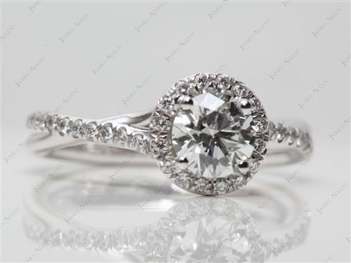 White Gold 0.62 Round cut Pave Setting Rings