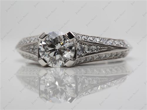 Platinum 0.90 Round cut Pave Rings