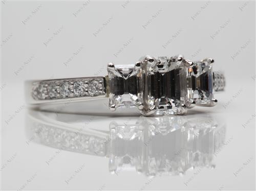 Platinum 0.50 Emerald cut Three Stones Settings