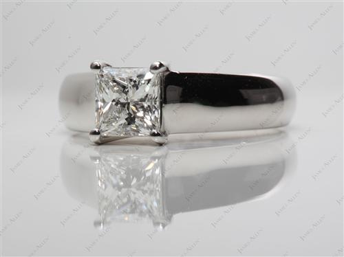 Platinum 1.01 Princess cut Solitaire Ring Mountings