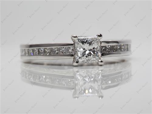 Platinum 0.53 Princess cut Channel Engagement Rings
