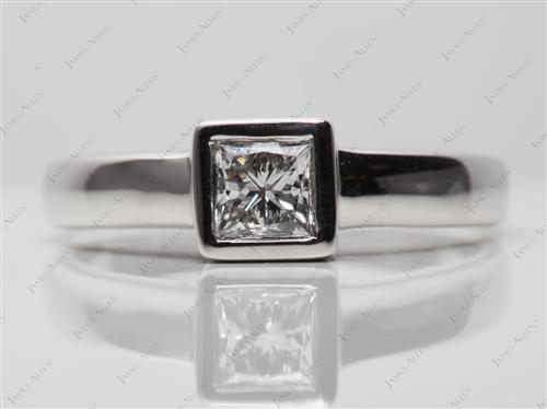 White Gold 0.60 Princess cut Tension Setting Engagement Rings