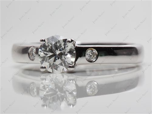 White Gold 0.80 Round cut Engagement Ring