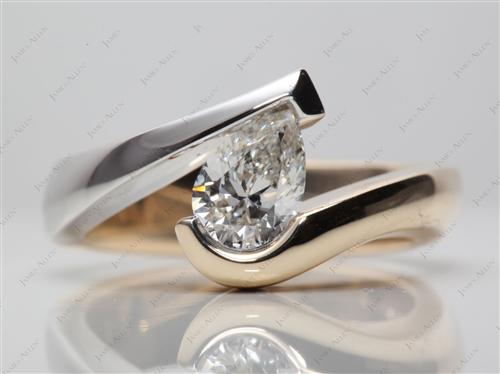 White Gold 1.01 Pear shaped Tension Set Rings
