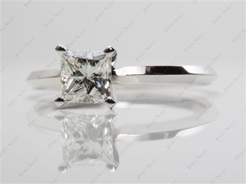 White Gold 1.01 Princess cut Solitaire Rings