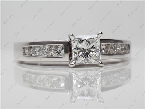 White Gold 0.73 Princess cut Channel Setting Engagement Rings