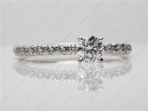 White Gold 0.46 Round cut Pave Setting Rings