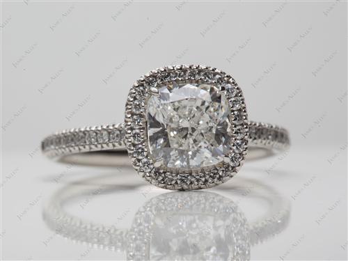 Platinum 1.85 Cushion cut Pave Diamond Ring