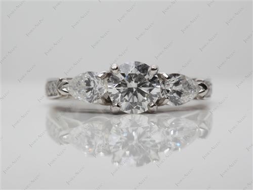 Platinum 0.64 Round cut Three Stones Settings