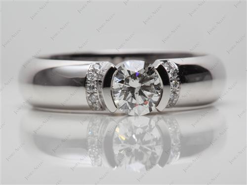 White Gold 0.70 Round cut Engagement Ring Micro Pave