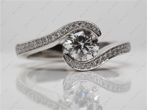 Platinum 0.81 Round cut Pave Ring Setting