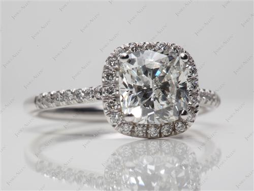 White Gold 2.03 Cushion cut Pave Engagement Ring