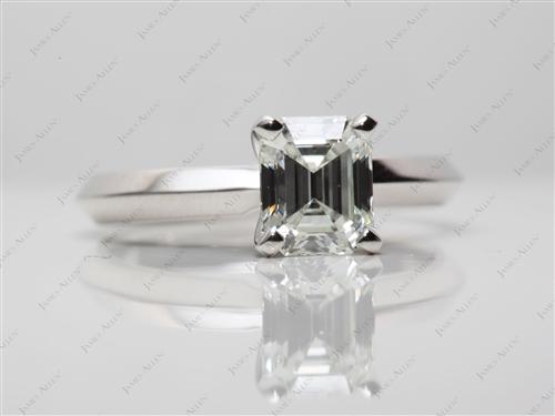 Platinum 1.03 Emerald cut Diamond Solitaire Rings