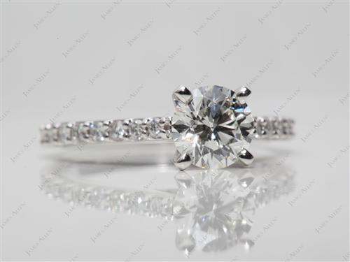 White Gold 0.90 Round cut Engagement Ring Side Stones