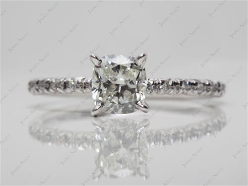 White Gold 0.73 Cushion cut Pave Diamond Engagement Rings