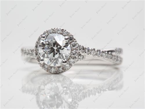 Platinum 0.85 Round cut Diamond Pave Ring