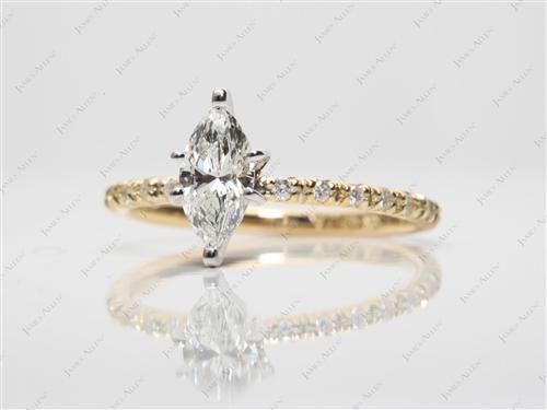 Gold 0.58 Marquise cut Pave Rings