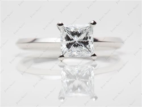 Platinum 1.06 Princess cut Solitaire Engagement Rings