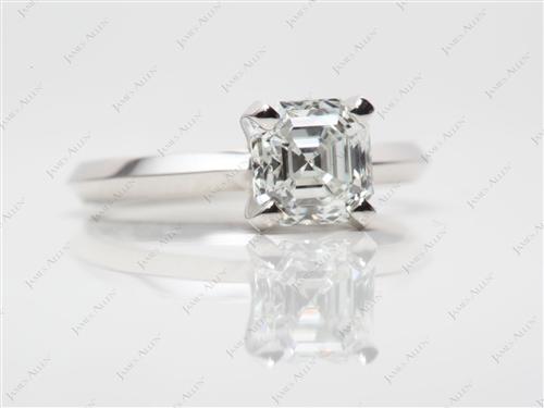 Platinum 1.01 Asscher cut Solitaire Engagement Ring