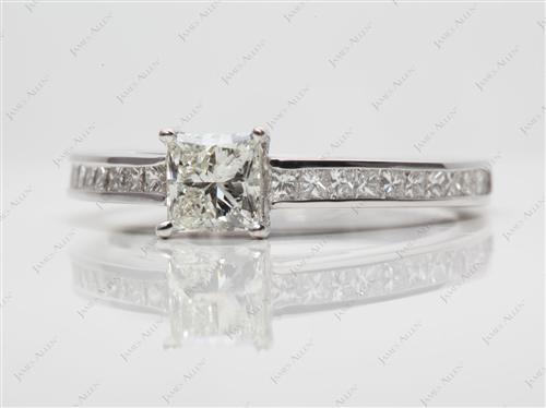 White Gold 0.66 Princess cut Channel Set Engagement Ring