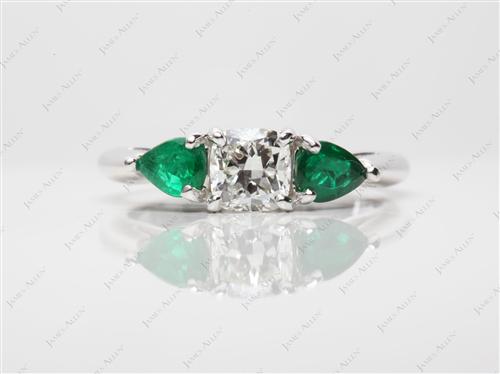 White Gold 0.70 Cushion cut Sapphire Engagement Ring