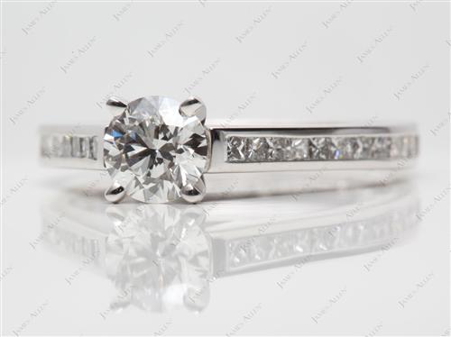 White Gold 0.77 Round cut Channel Set Diamond Engagement Rings