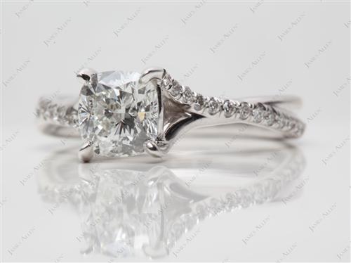 White Gold 1.21 Cushion cut Pave Setting Rings