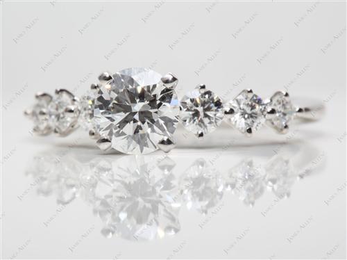Platinum 1.04 Round cut Diamond Ring With Side Stones