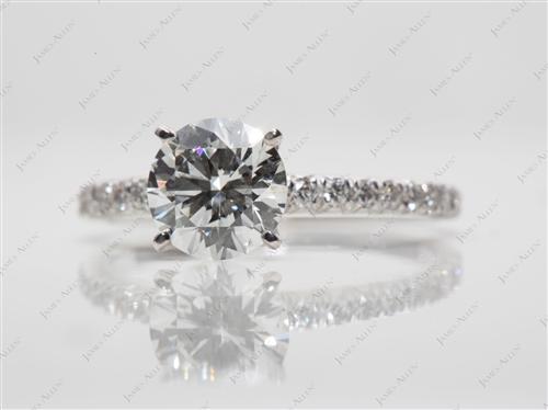 White Gold 1.04 Round cut Pave Engagement Rings