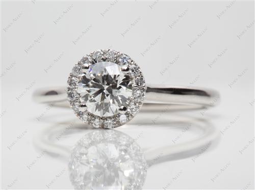 Platinum 0.61 Round cut Pave Diamond Engagement Rings